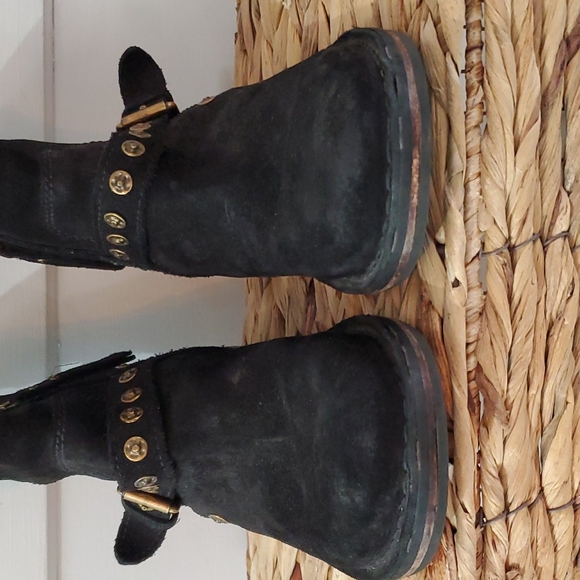 UGG suede moto boot, black, Sz 5, EUC - Picture 8 of 12
